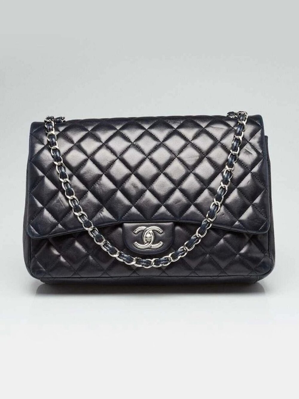 Chanel Blue Quilted Lambskin Leather Classic Maxi Double Flap Bag